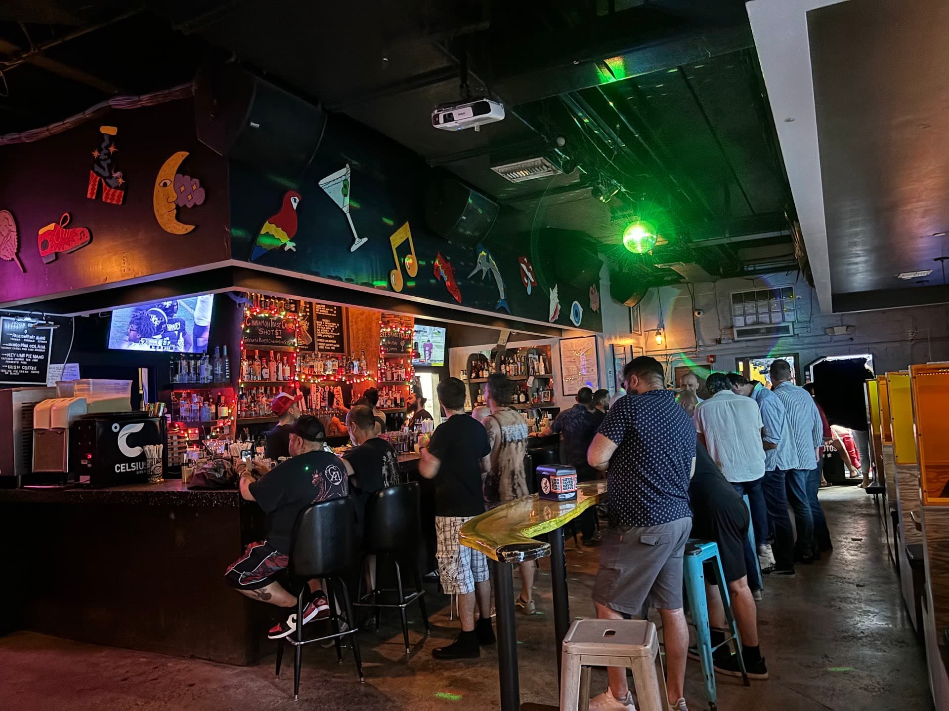 Gramps bar interior in Miami with colorful decor
