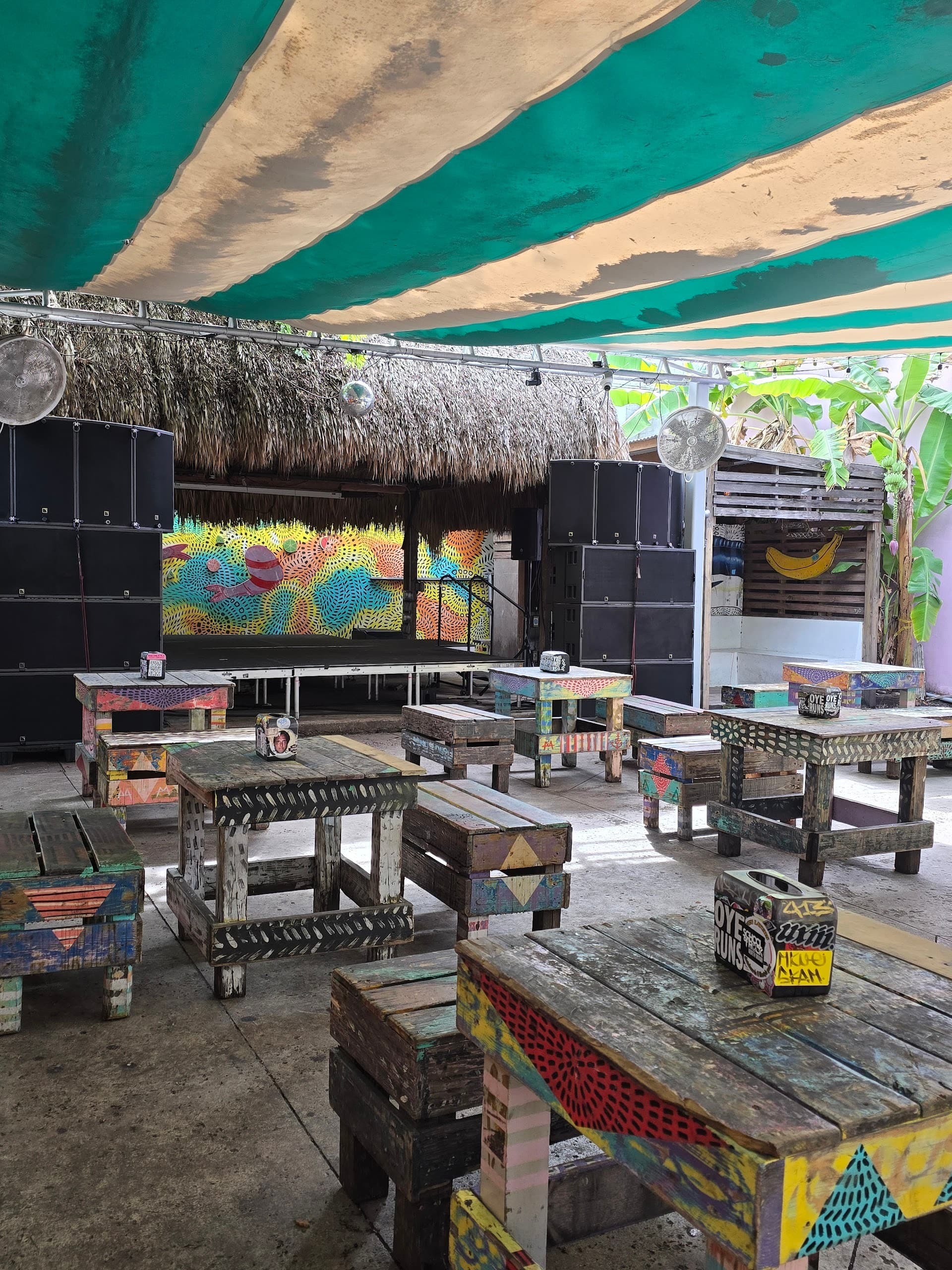 Interior view of Gramps bar in Miami with colorful decor
