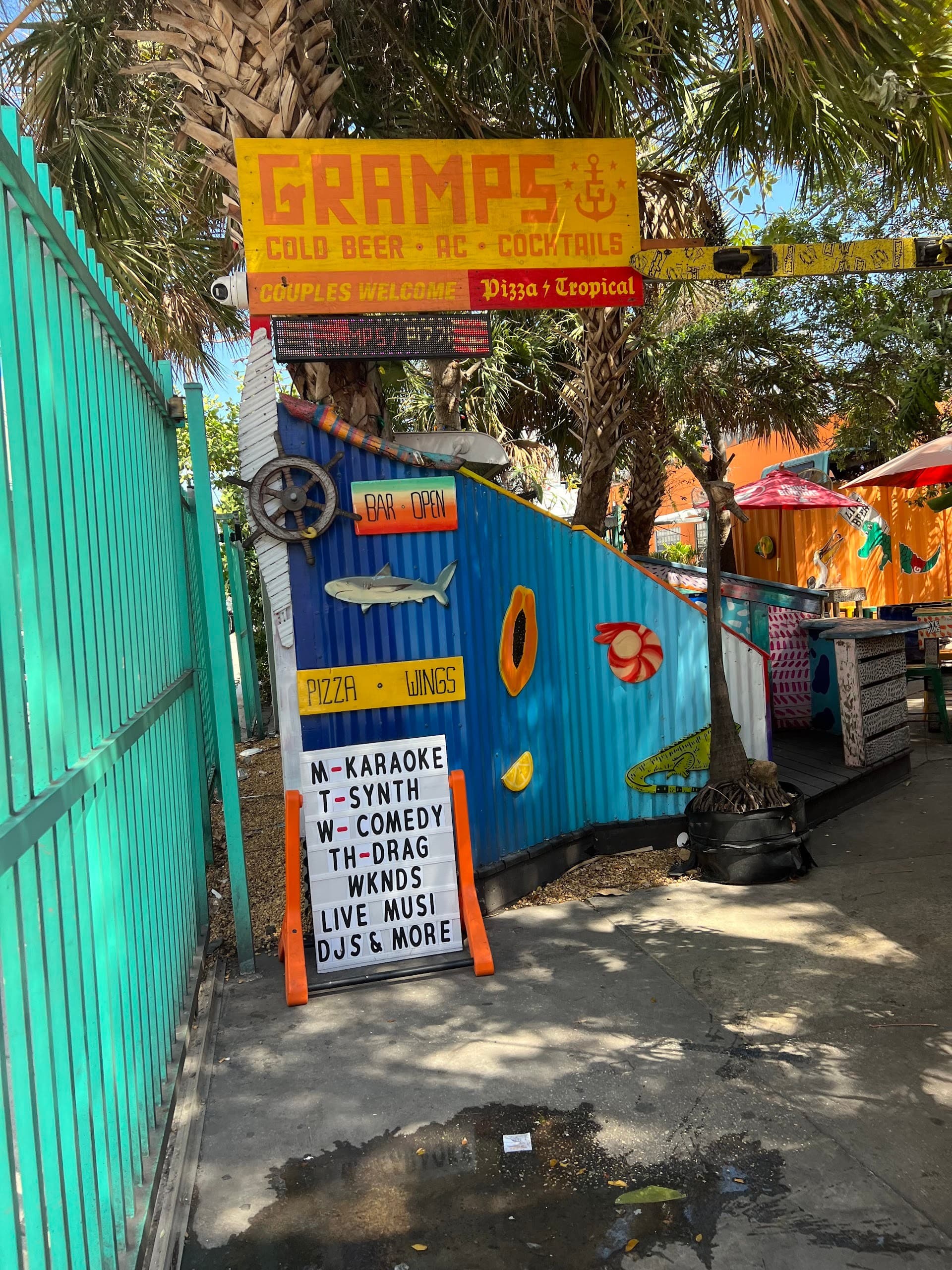 Gramps signage showcasing events in Miami