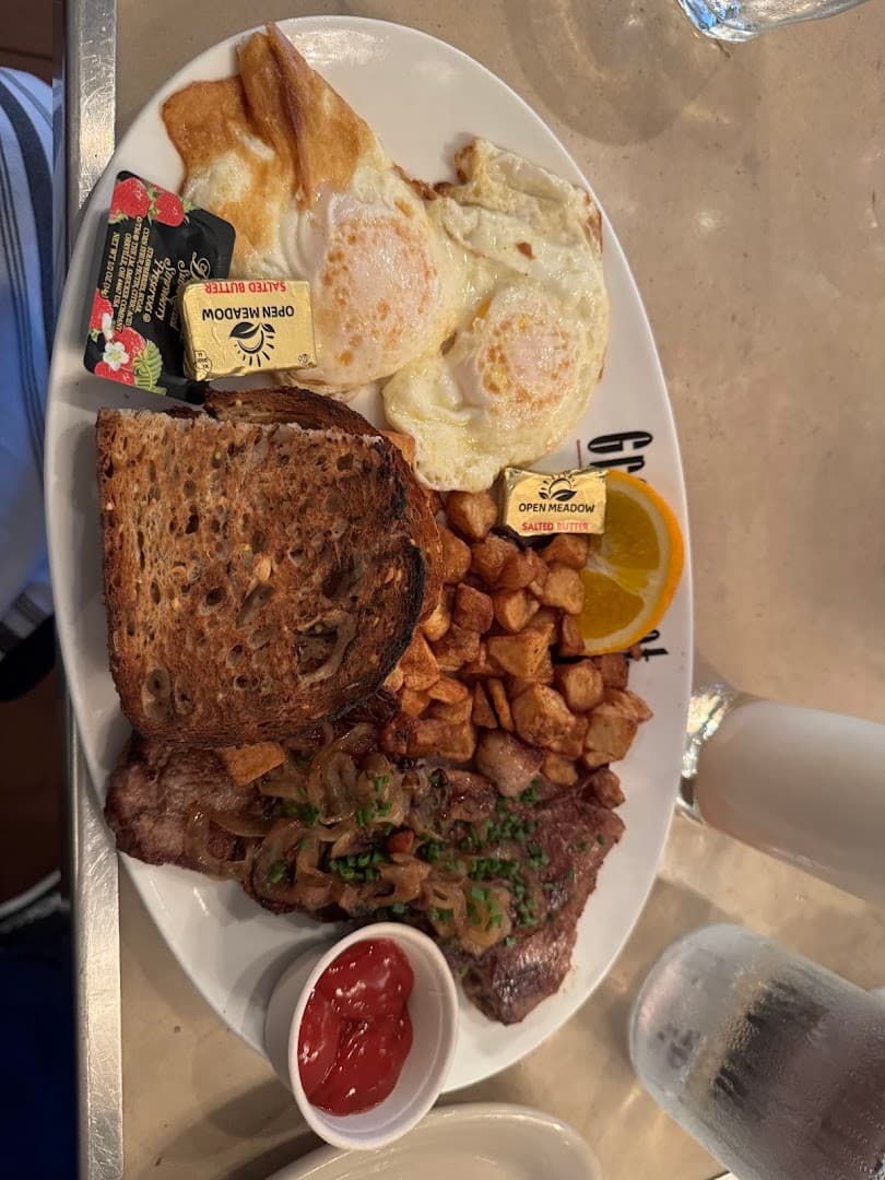 Steak and eggs at Greenstreet Cafe in Miami