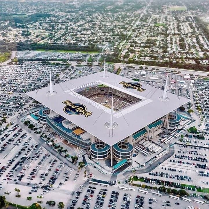 Hard Rock Stadium aerial view in Miami Gardens