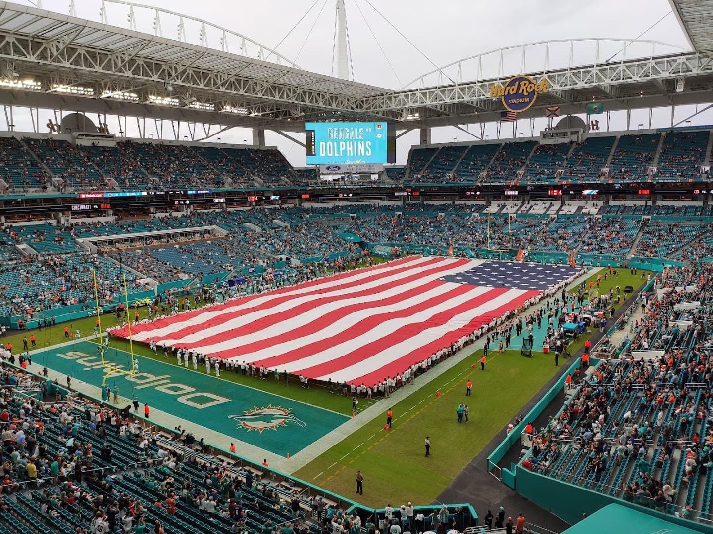 American flag at Hard Rock Stadium in Miami Gardens