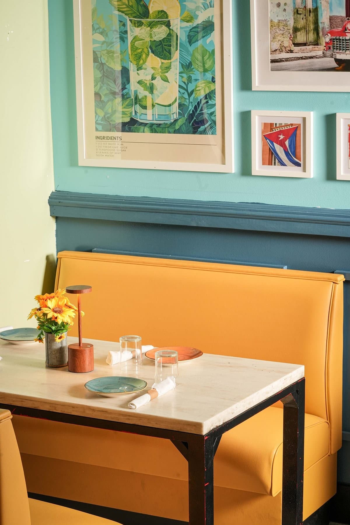 Colorful interior of Havana Beach Restaurant in Miami Beach