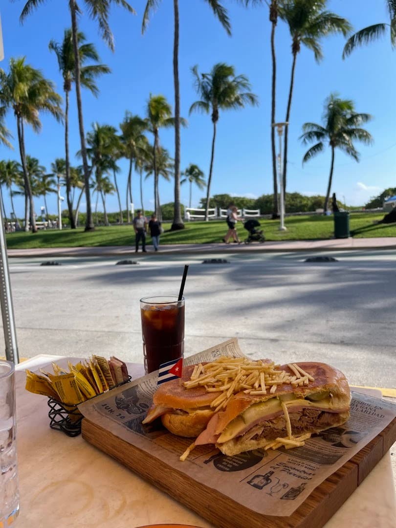Havana Beach Restaurant sandwich and drink in Miami Beach