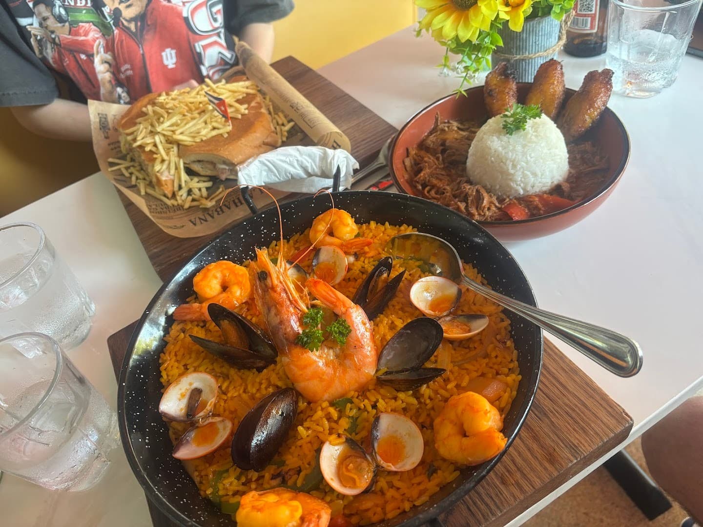 Seafood paella and sides at Havana Beach Restaurant, Miami Beach