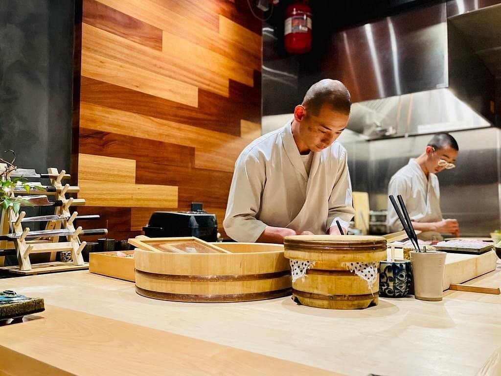 Chef preparing sushi at Hiden restaurant in Miami
