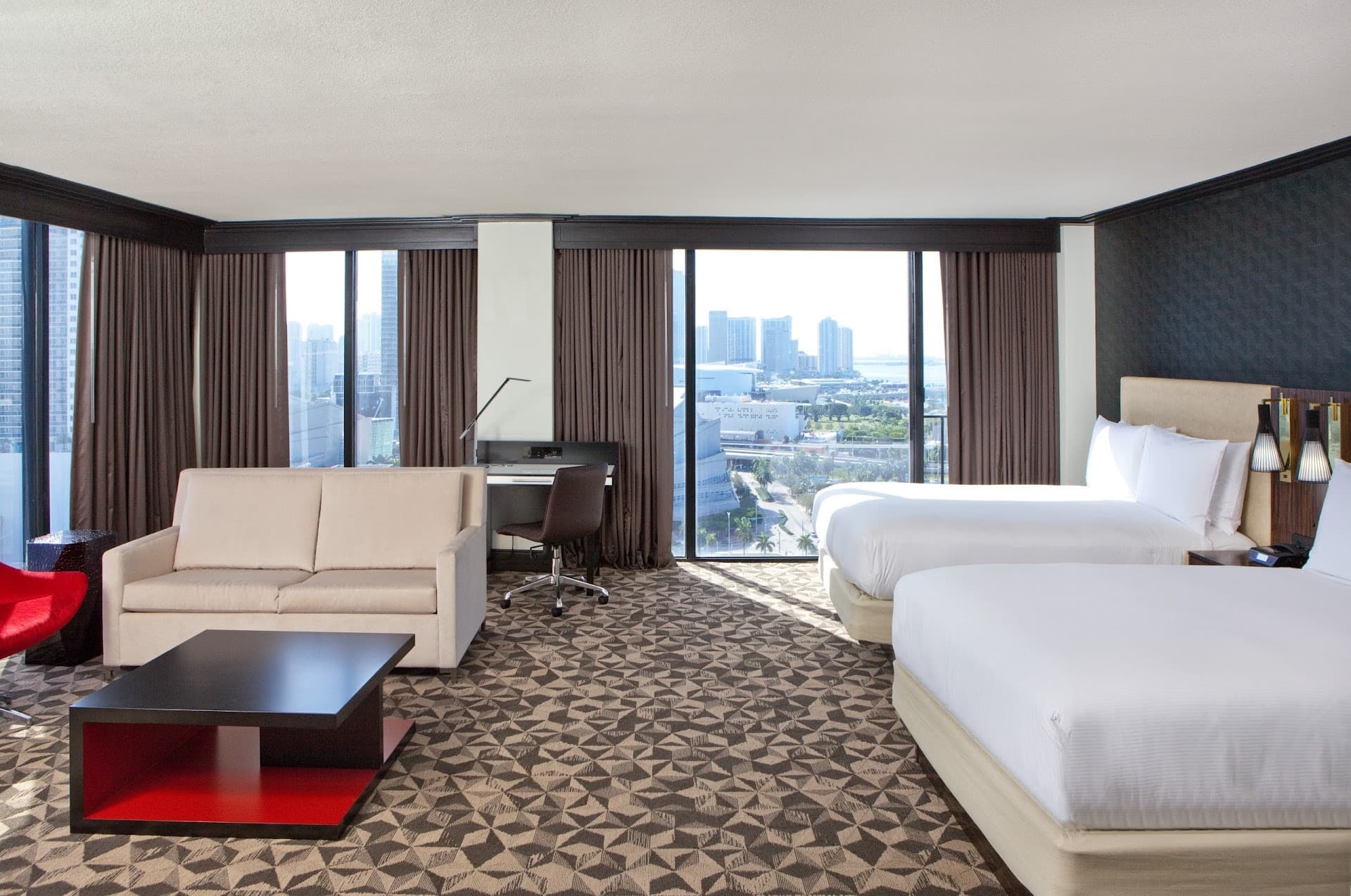 Hilton Miami Downtown hotel room with city view