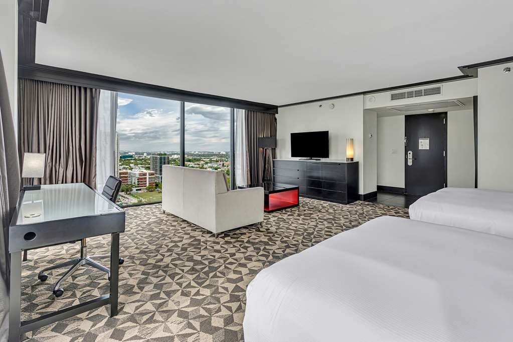 Hilton Miami Downtown hotel room with city view