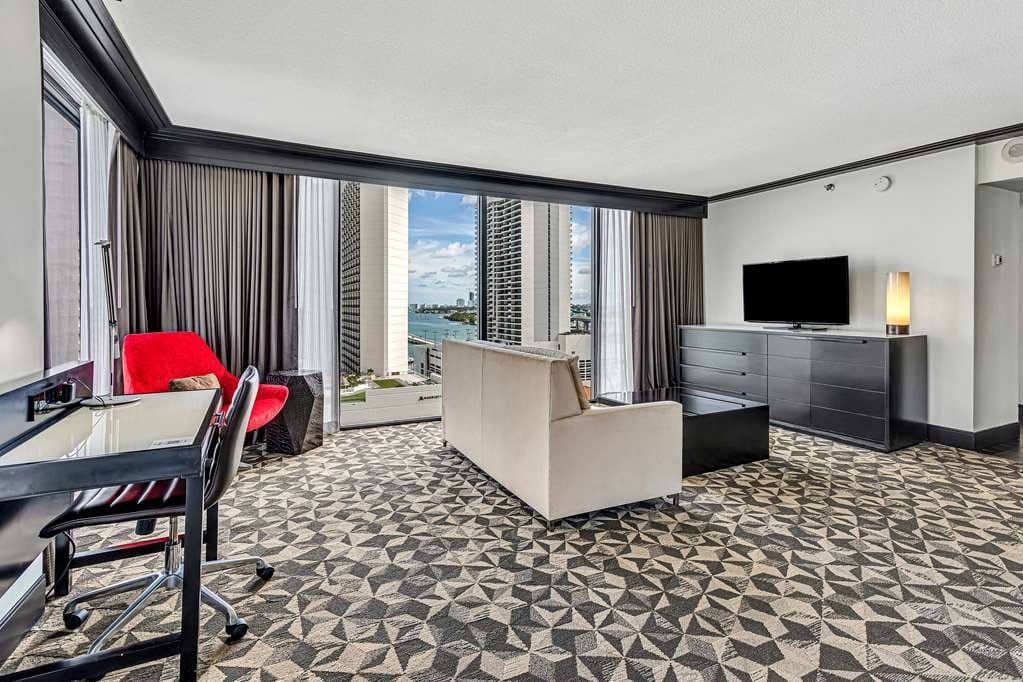 Hilton Miami Downtown hotel suite with city views