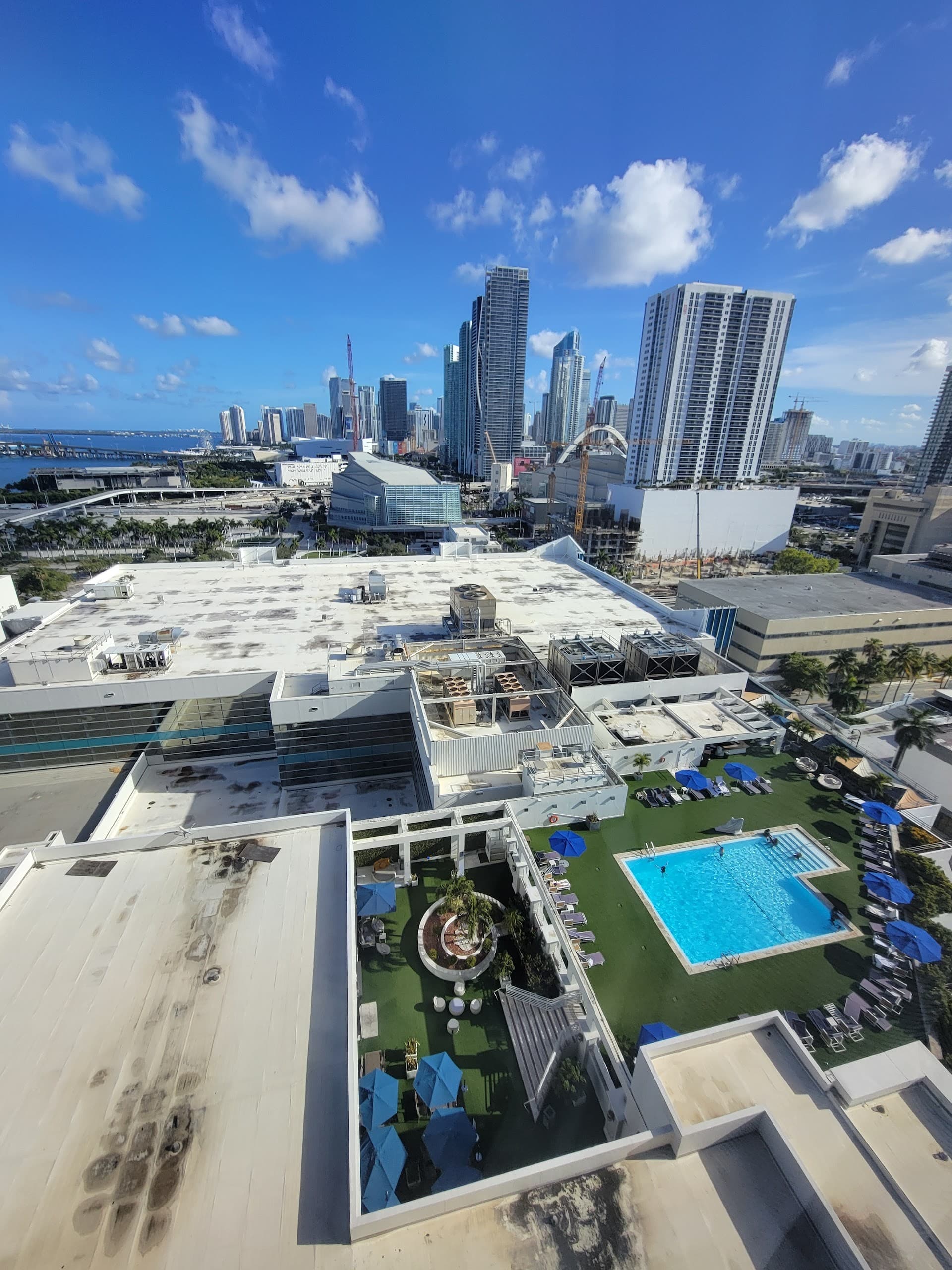 City view from Hilton Miami Downtown hotel in Miami
