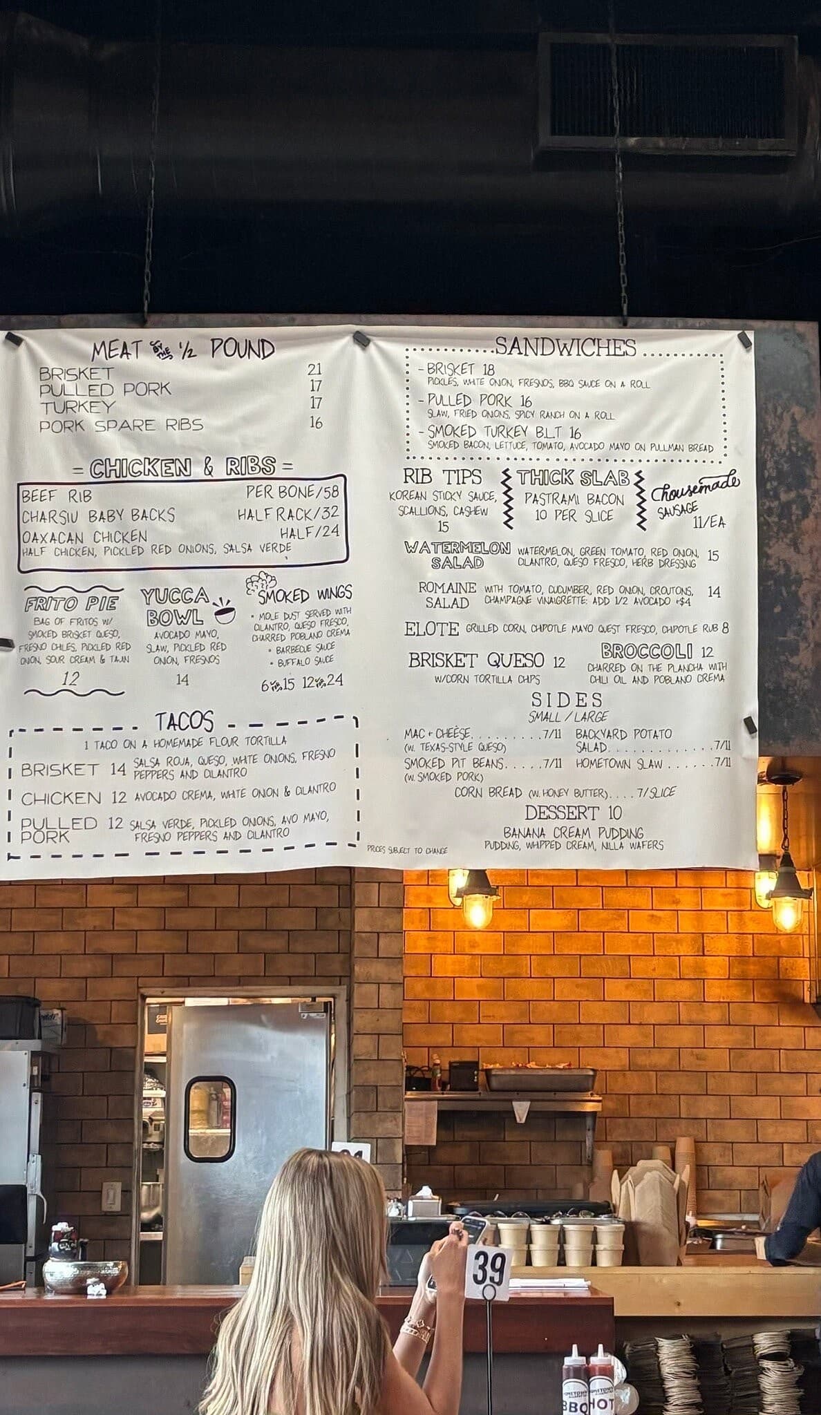 Hometown Barbecue menu and dining area in Miami