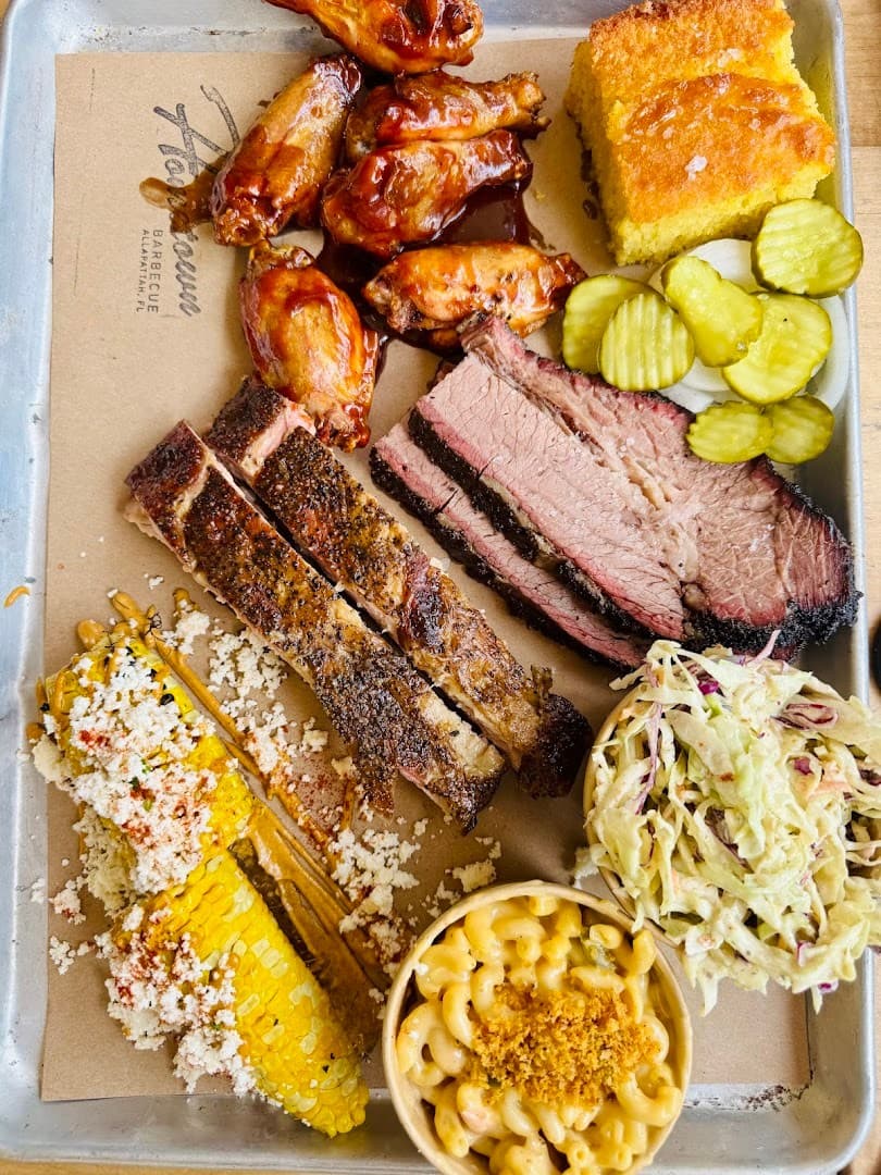 Delicious barbecue platter at Hometown Barbecue in Miami