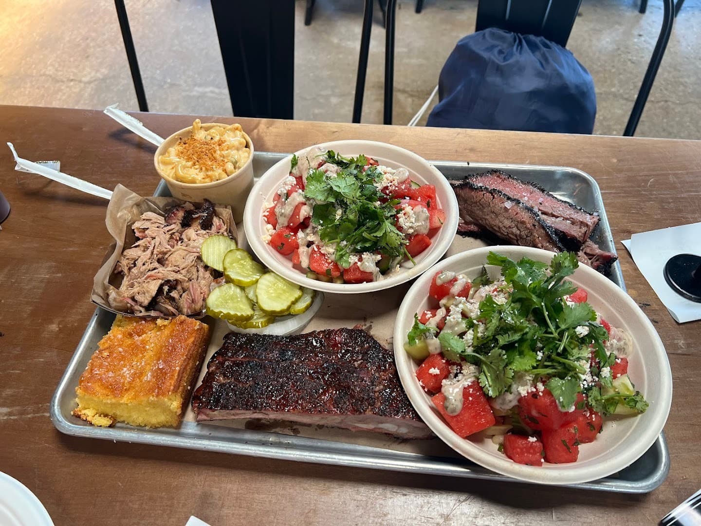 Delicious barbecue platter at Hometown Barbecue in Miami