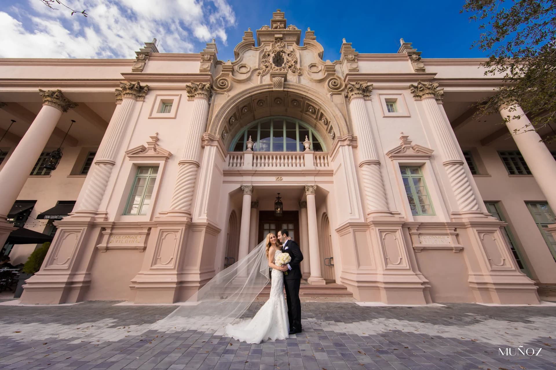 Wedding couple at Hotel Colonnade Coral Gables