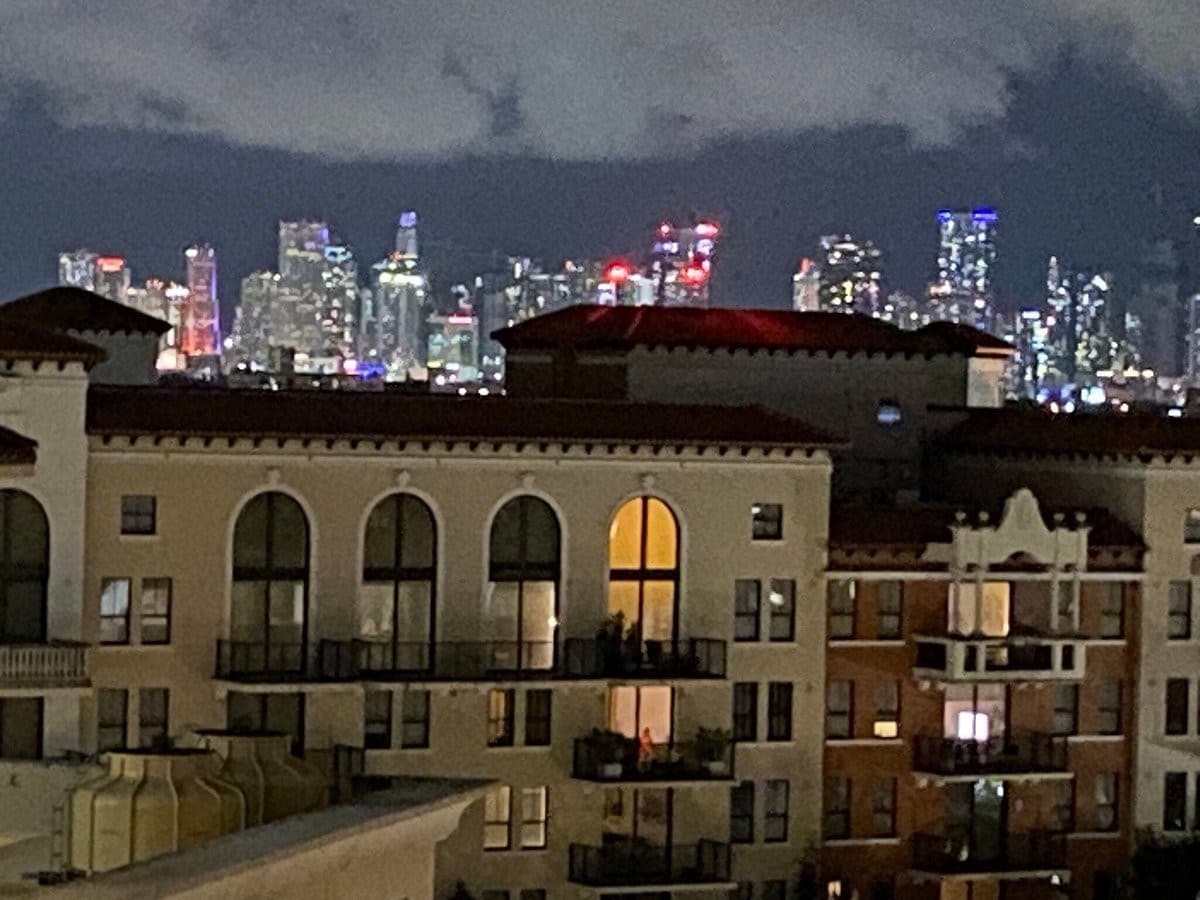 City view from Hotel Colonnade Coral Gables at night