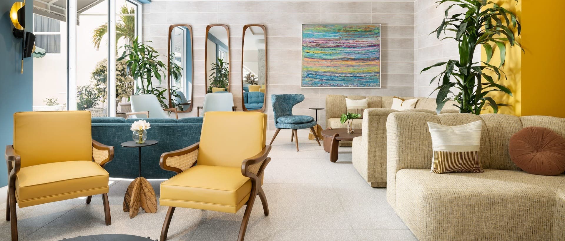 Stylish lobby at Hotel Continental Miami Beach