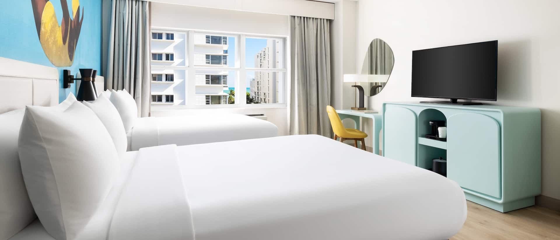 Hotel Continental Miami Beach guest room with two beds