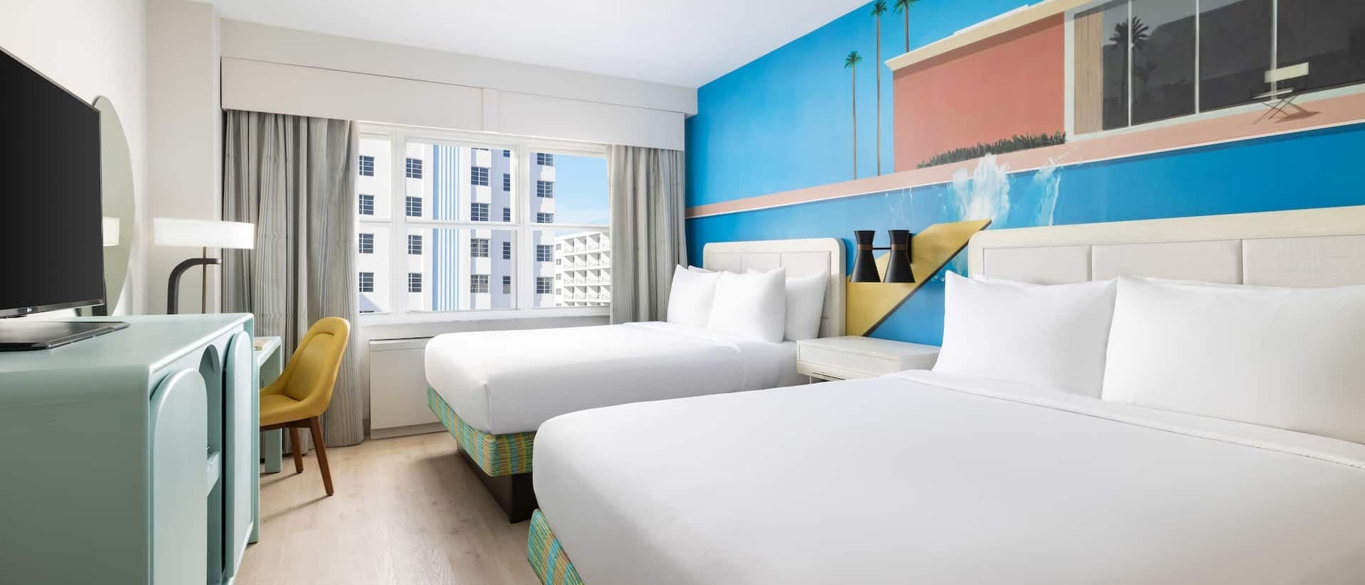 Hotel Continental Miami Beach guest room with two beds