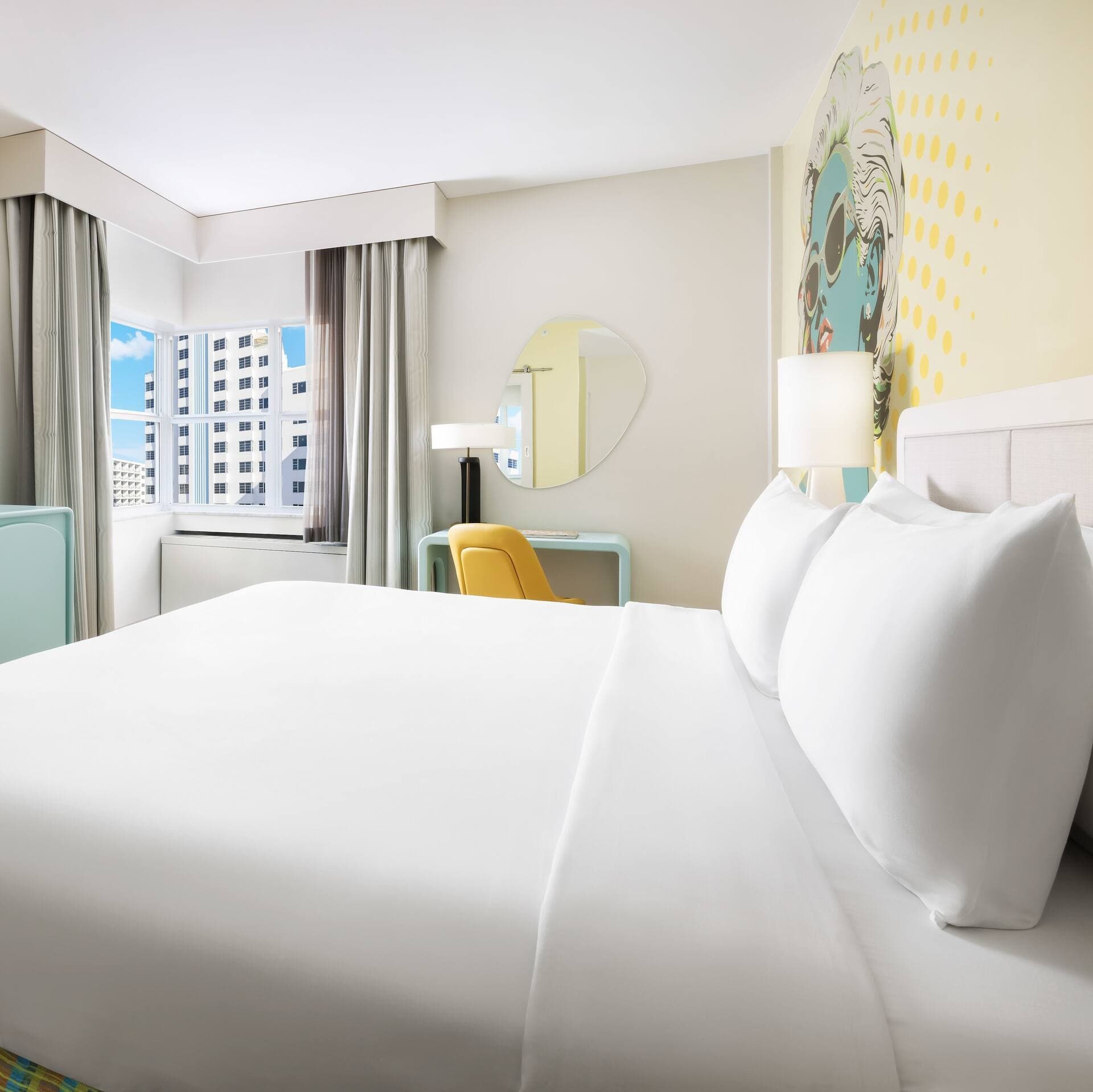 Hotel Continental Miami Beach guest room with modern decor