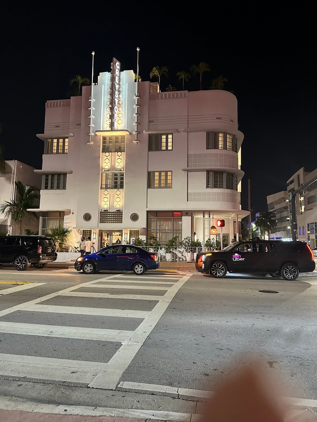 Hotel Greystone building facade in Miami Beach
