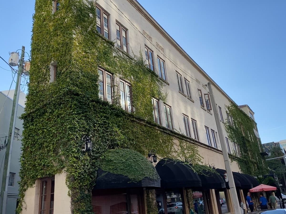 Hotel St. Michel exterior covered in greenery, Coral Gables
