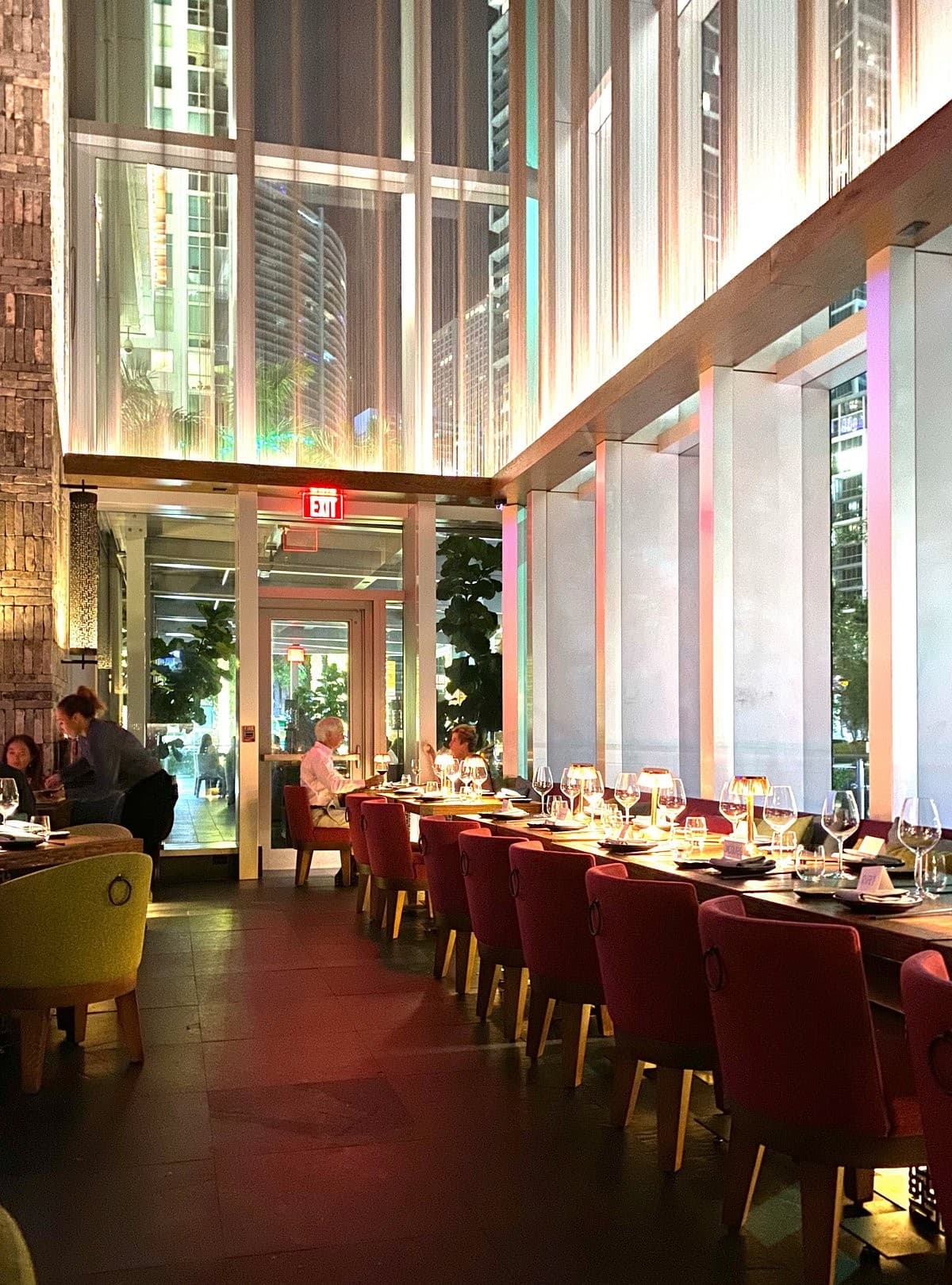 Hutong Miami interior dining scene at night
