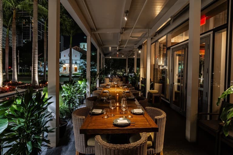 Hutong Miami dining area at night