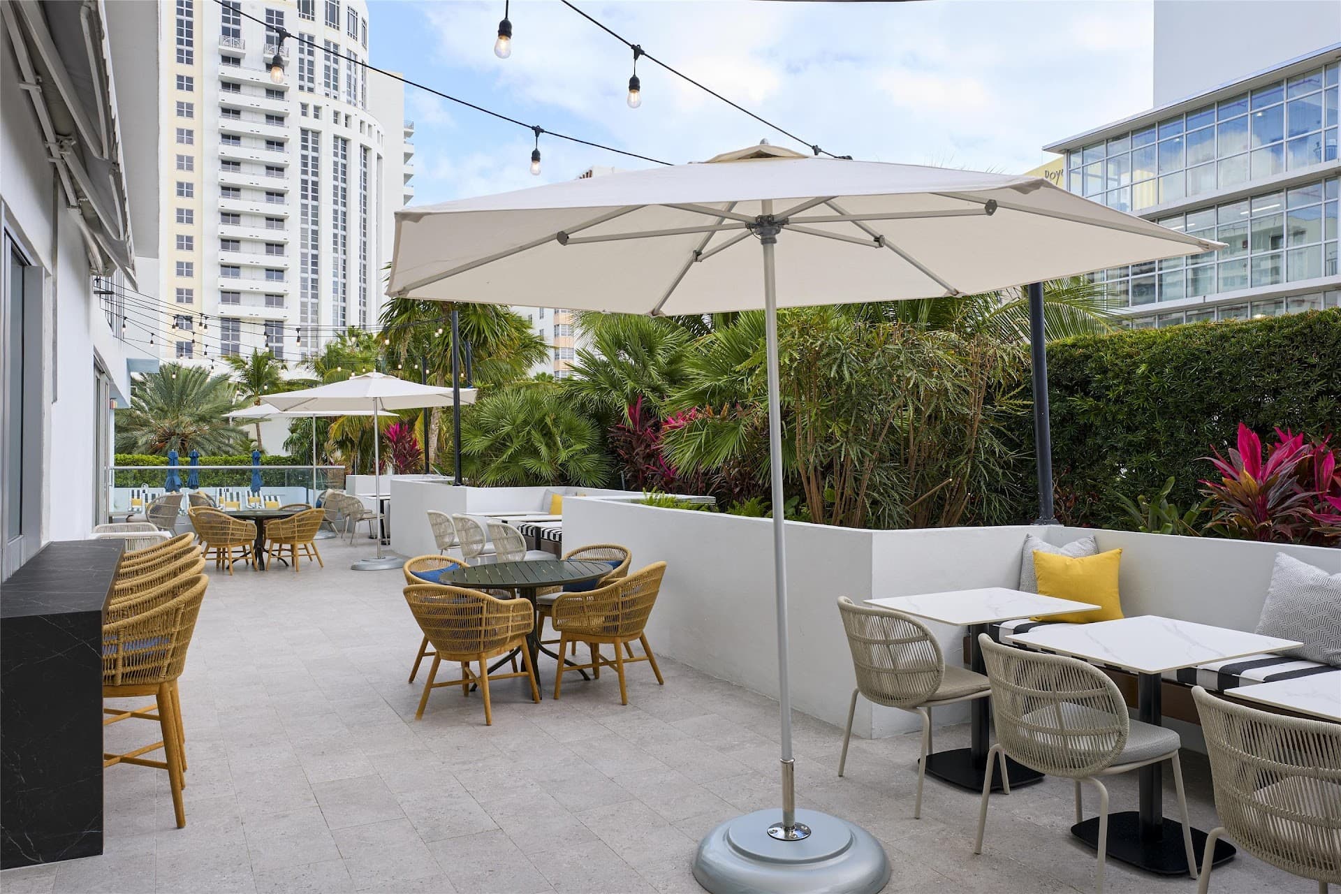 Outdoor seating area at Hyatt Centric South Beach Miami
