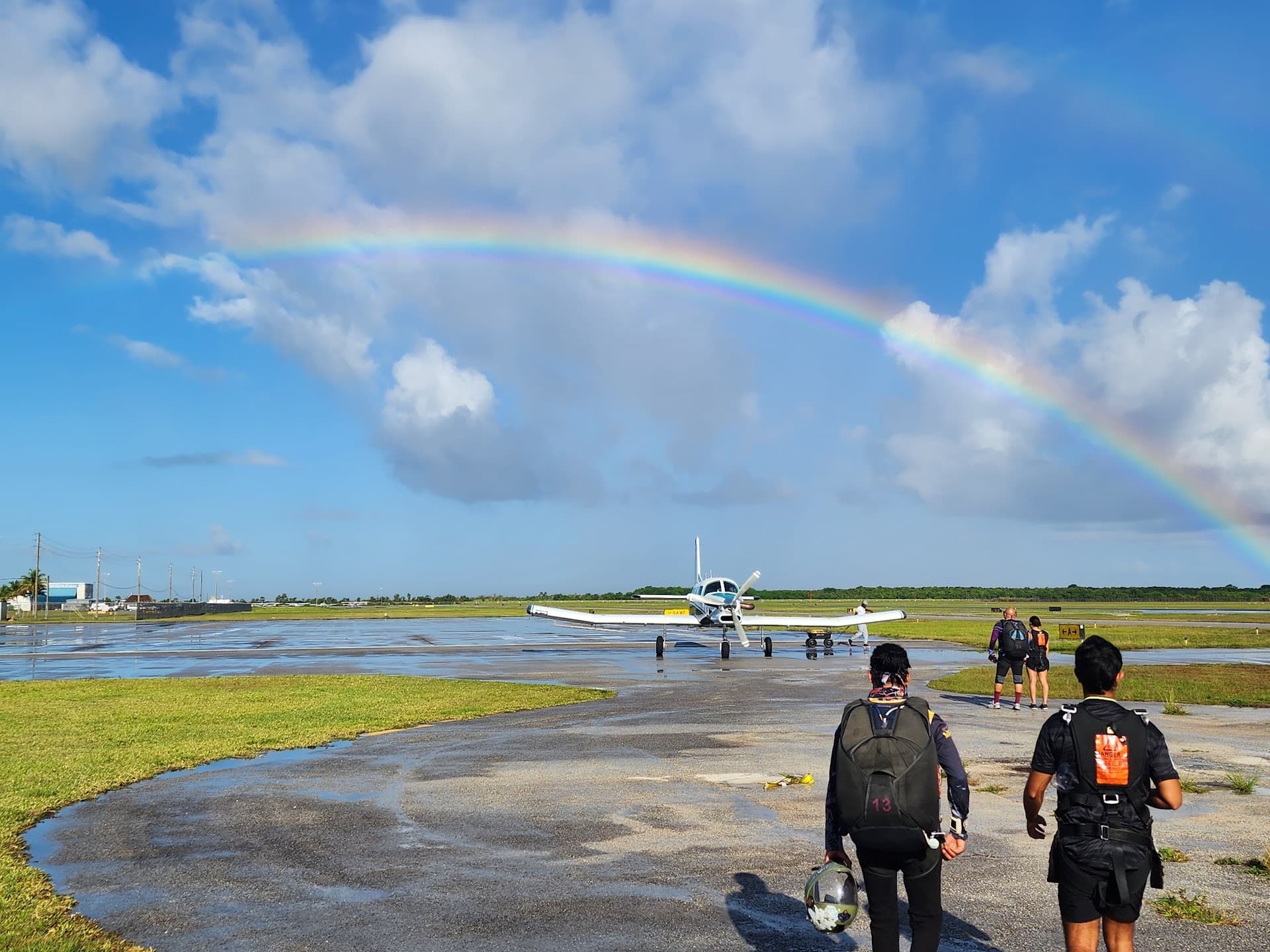 Skydiving at iSkydive Miami in Homestead with rainbow