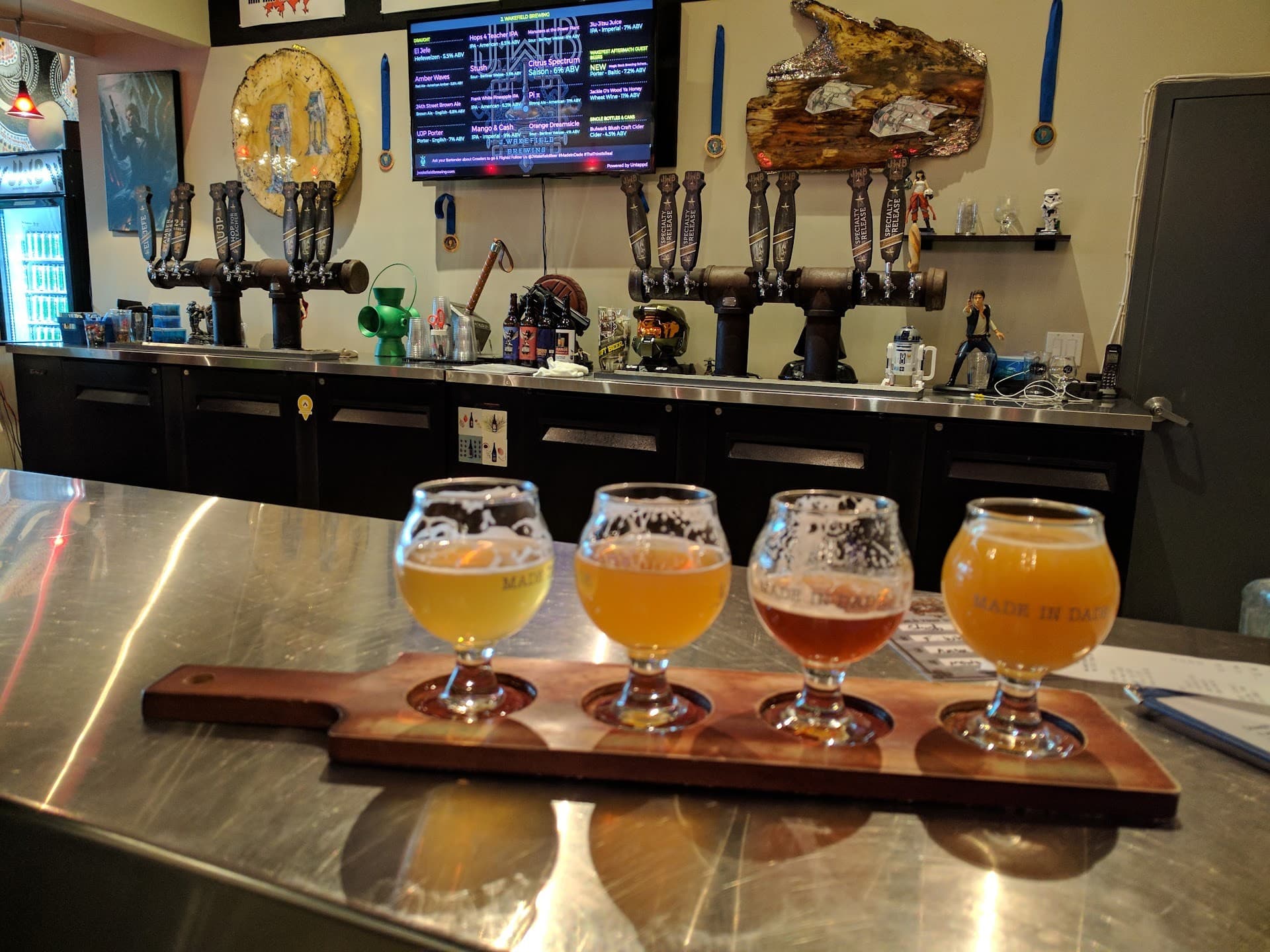 Craft beer flights at J Wakefield Brewing in Miami