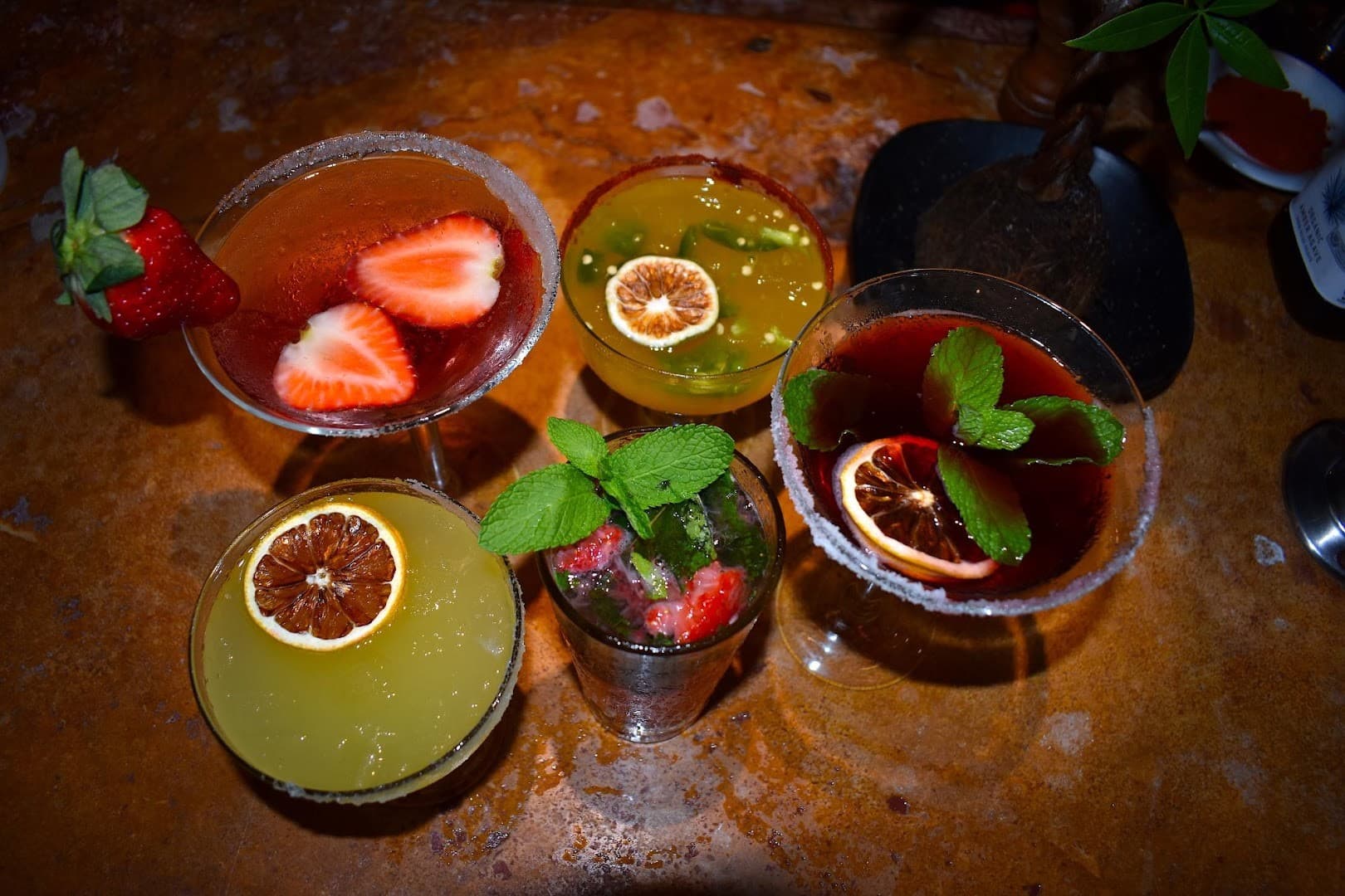 Colorful cocktails at Jaguar Restaurant in Coconut Grove, Miami