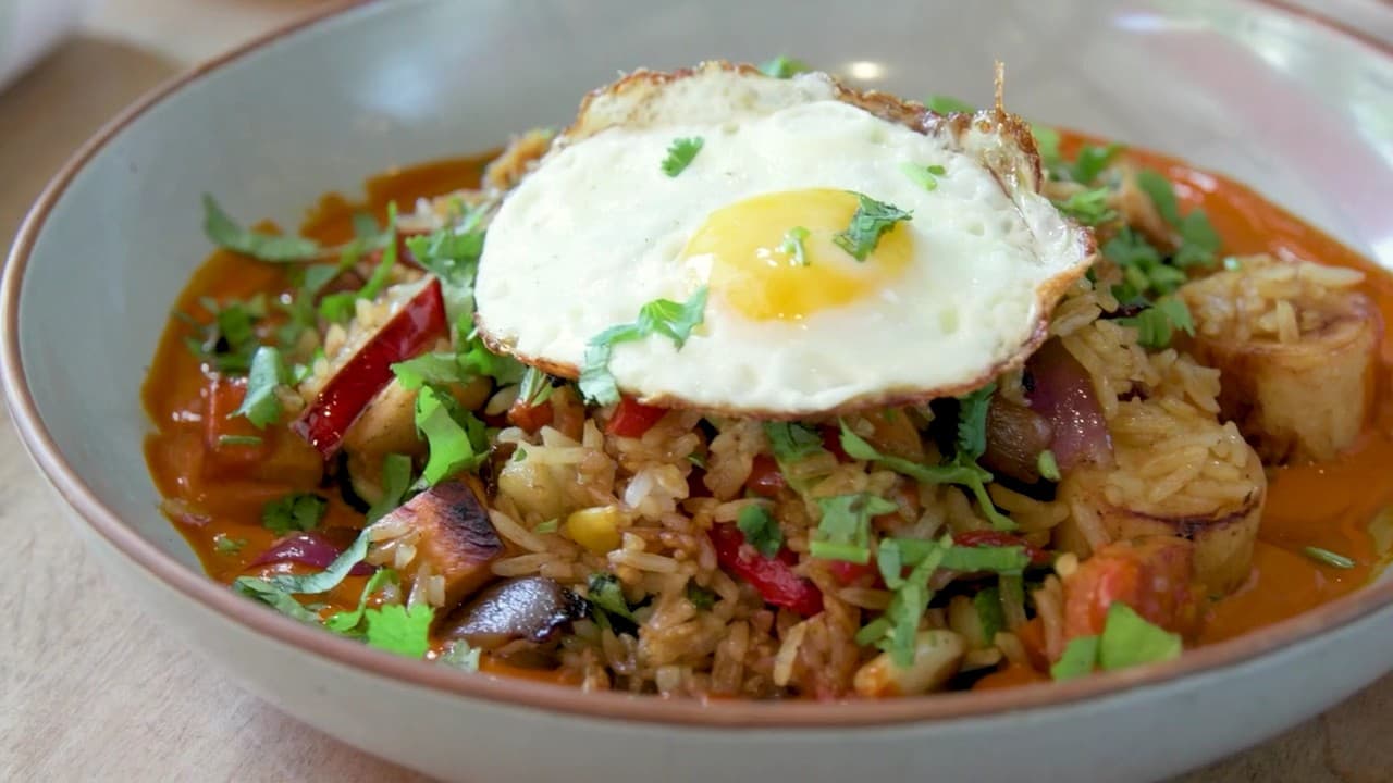 Delicious rice dish with egg at Jaguar Restaurant - Coconut Grove, Miami