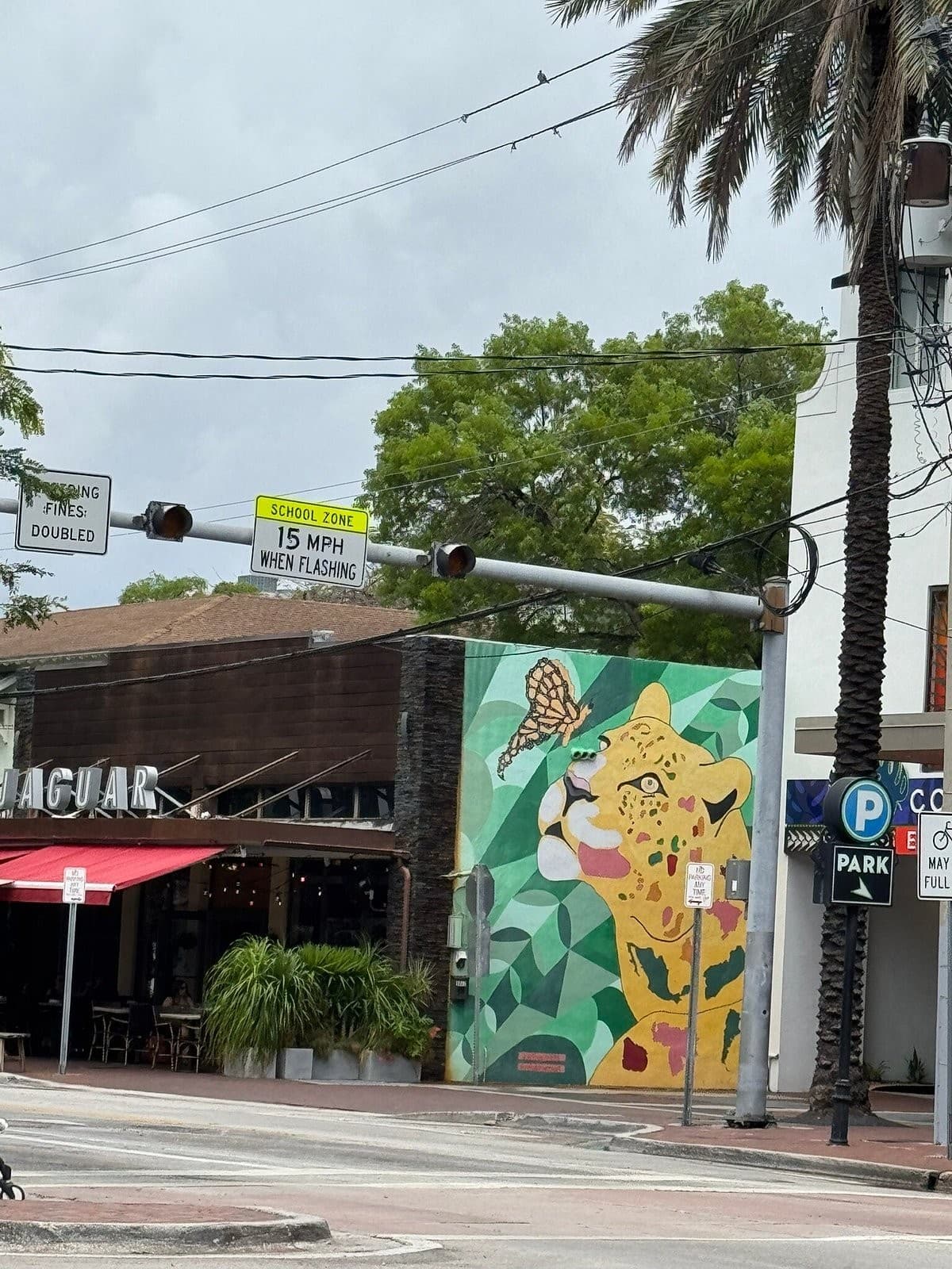 Jaguar Restaurant exterior mural in Coconut Grove, Miami