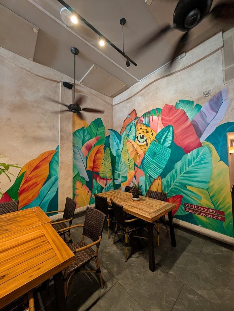 Colorful interior of Jaguar Restaurant in Coconut Grove, Miami