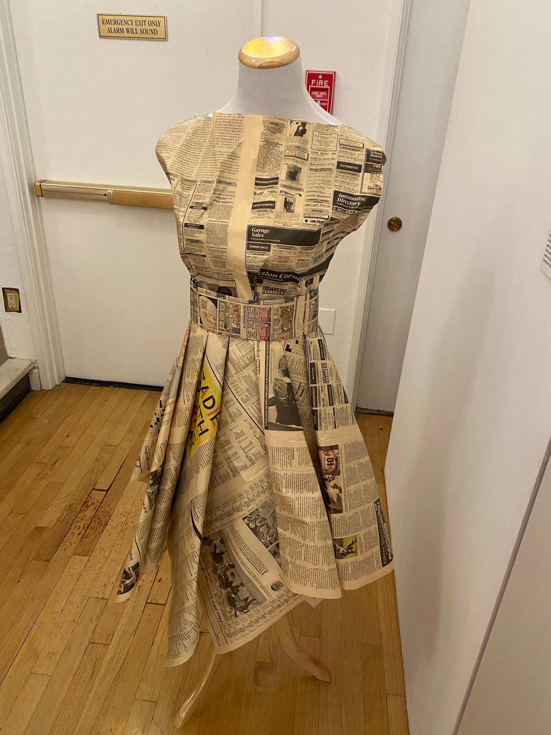 Dress made of newspaper at Jewish Museum of Florida-FIU