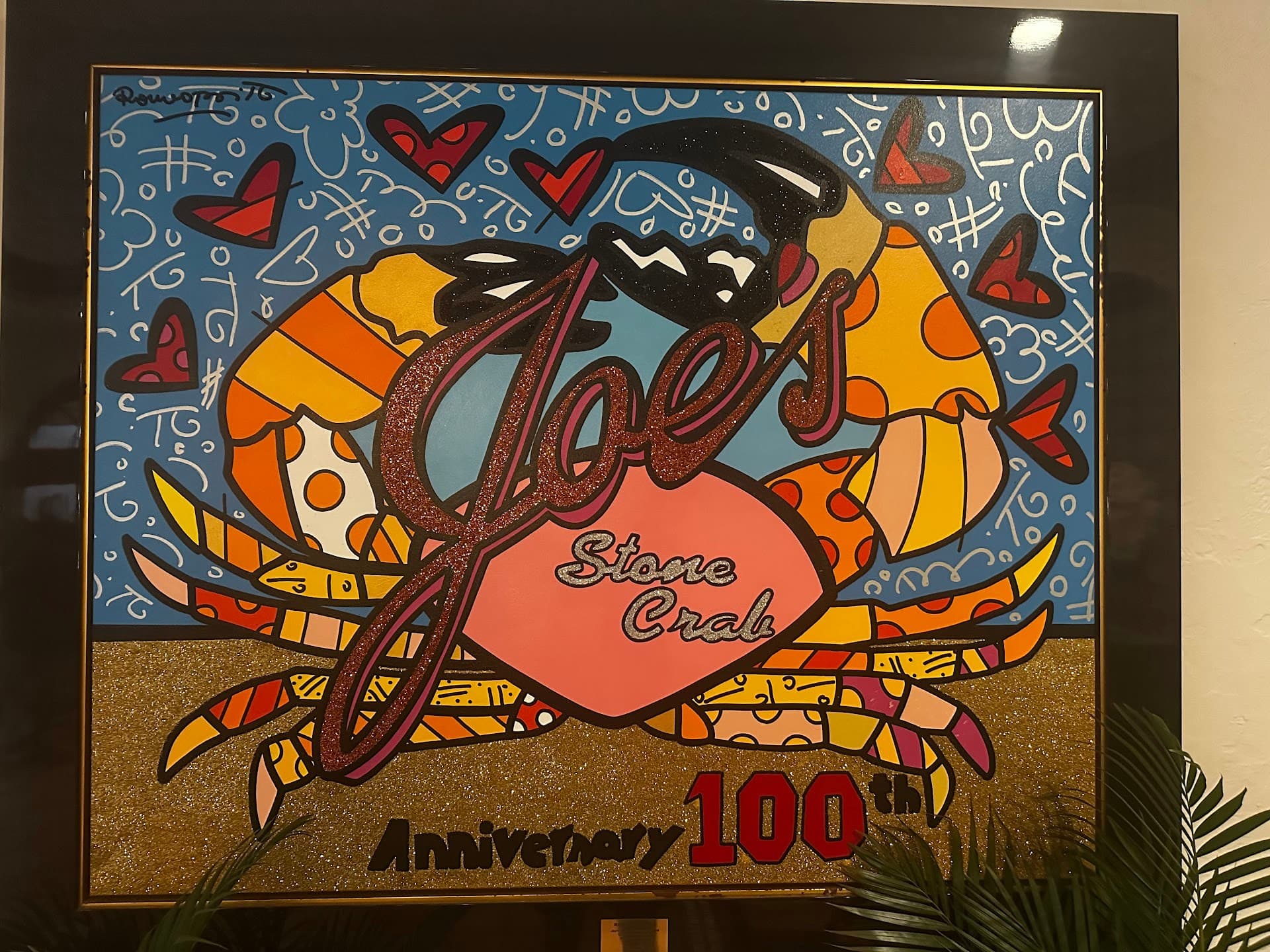 Joe's Stone Crab anniversary artwork in Miami Beach
