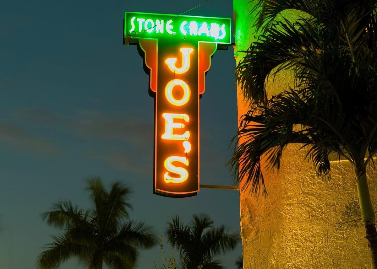 Joe's Stone Crab signage in Miami Beach