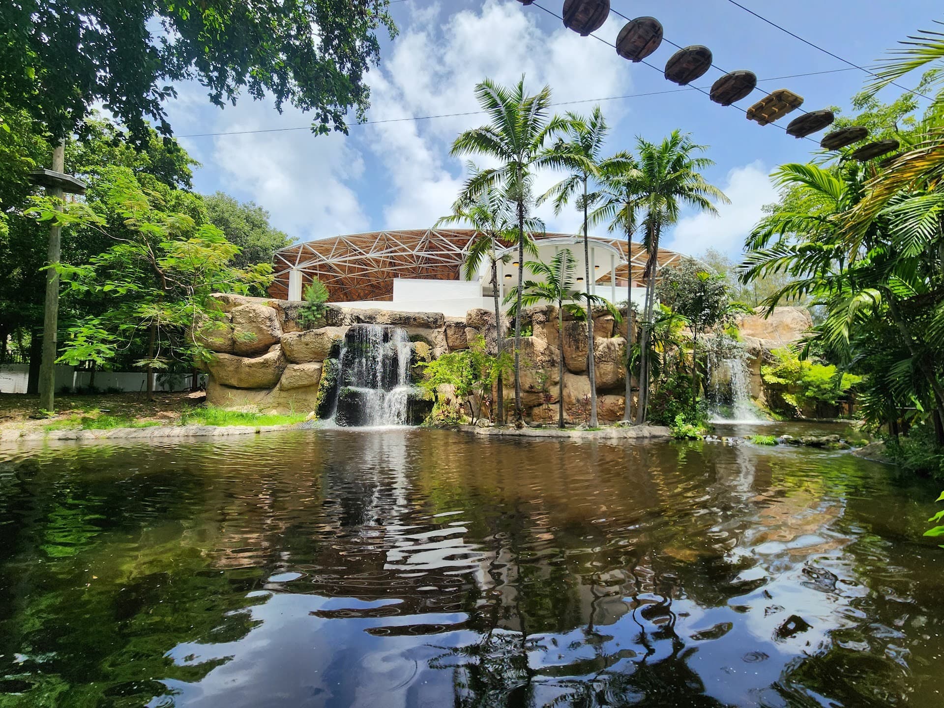 Waterfalls and greenery at Jungle Island in Miami