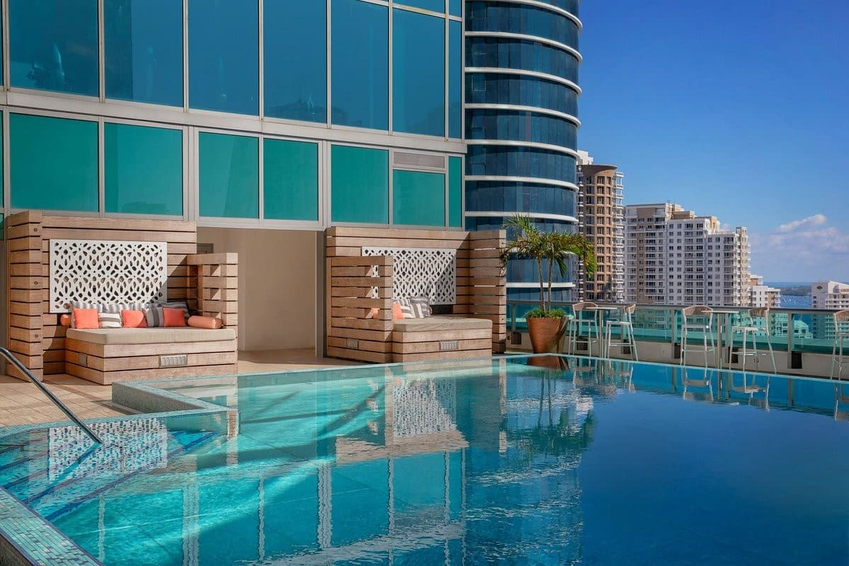 JW Marriott Marquis Miami pool area with scenic view