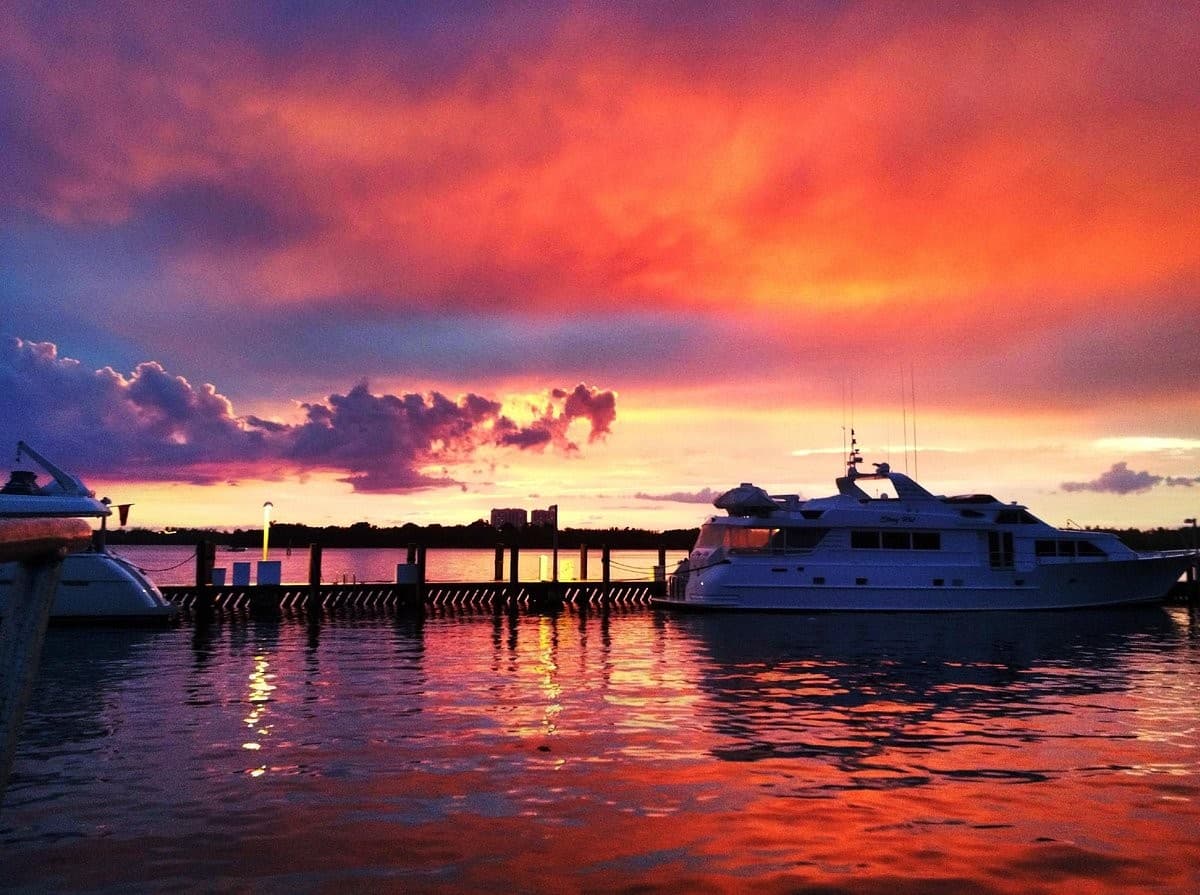 Sunset view at Kelley Deep Sea Fishing, 10800 Collins Ave