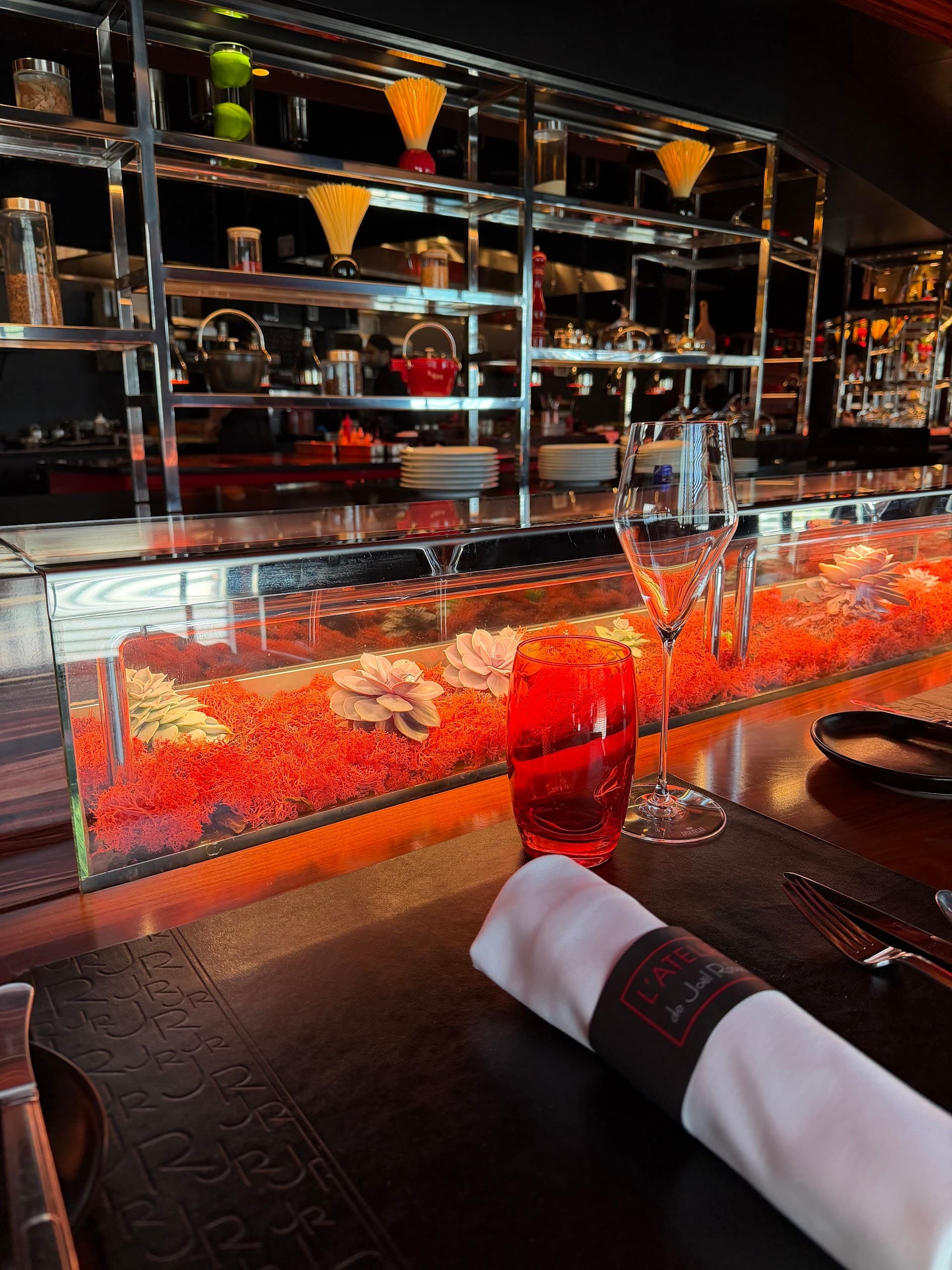 Elegant interior of L’Atelier de Joël Robuchon in Miami
