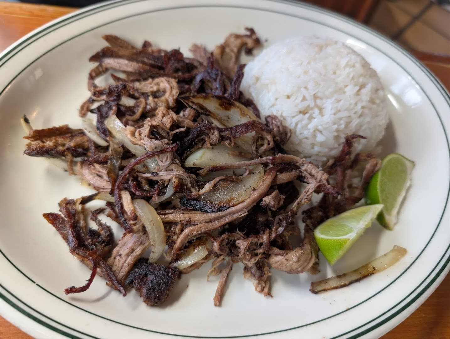 Delicious shredded beef dish at La Carreta in Miami