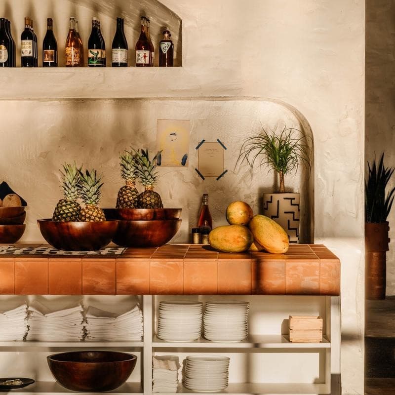 La Natural restaurant interior showcasing tropical fruits in Miami