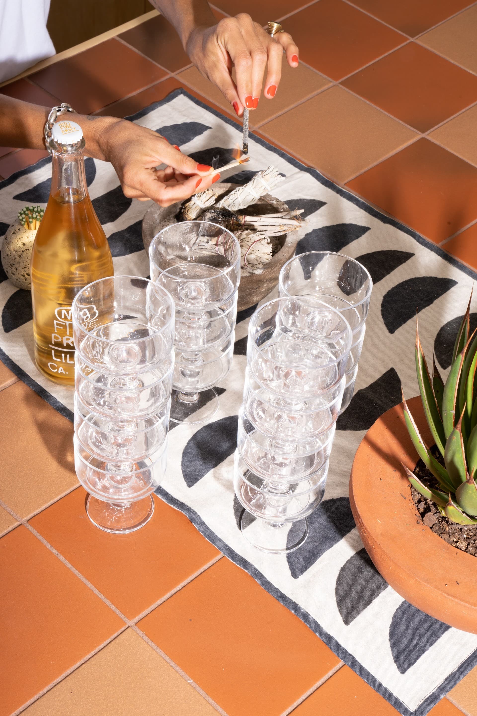 Dining setup featuring glasses at La Natural in Miami