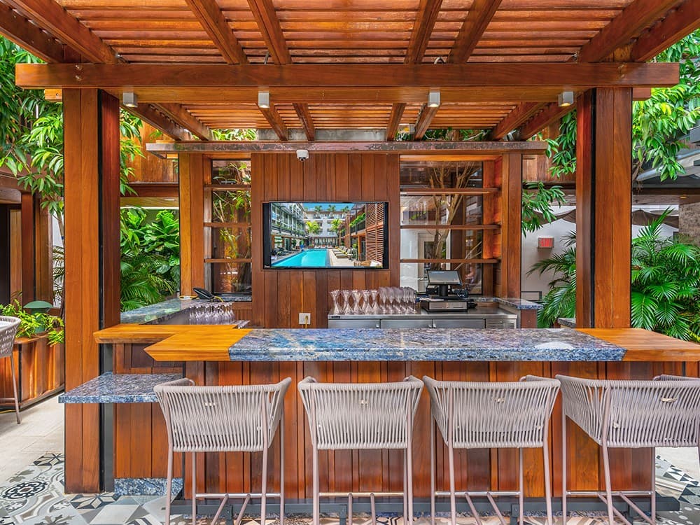 Stylish bar area at Lennox Miami Beach
