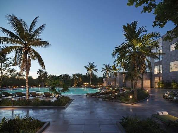 Life Time outdoor pool area in Miami