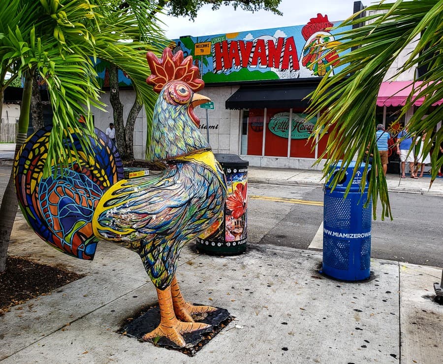 Colorful sculpture and signage at Little Havana in Miami
