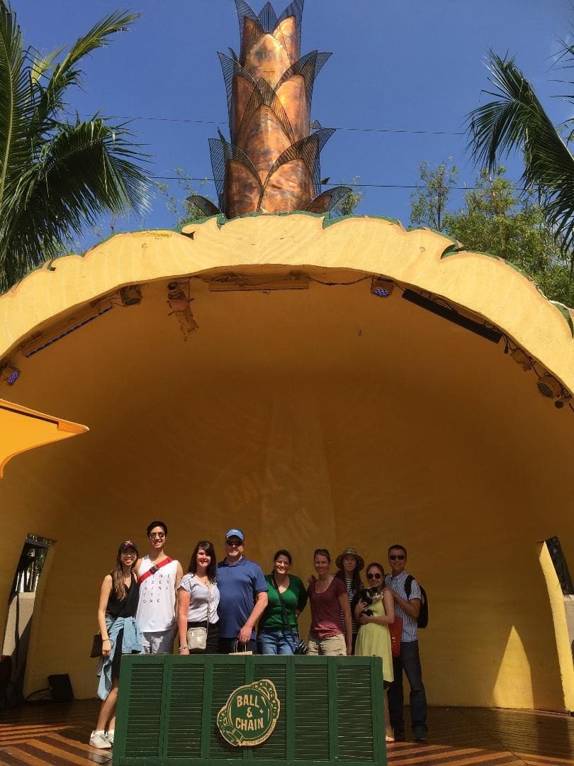 Colorful pineapple installation at Ball & Chain in Little Havana, Miami
