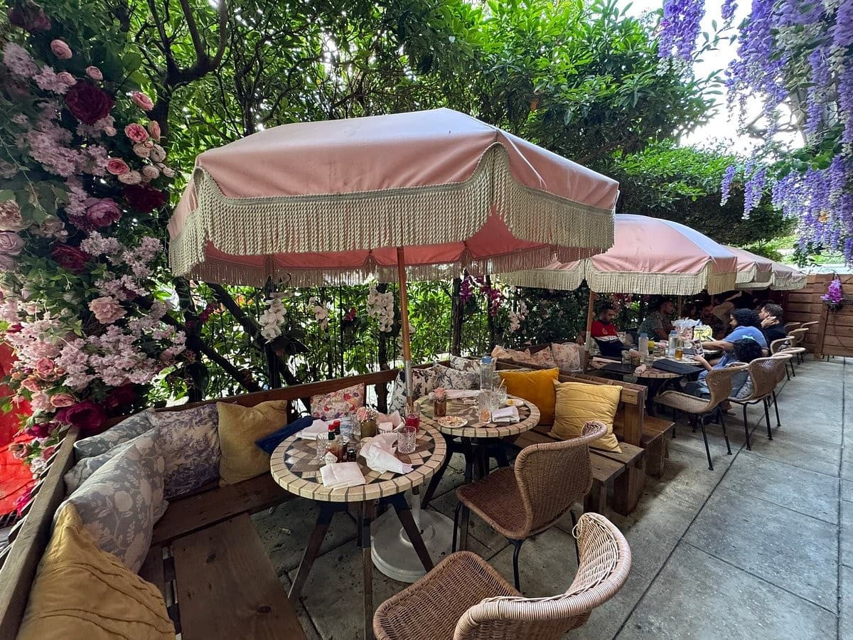 Charming patio at Little Hen restaurant in Miami