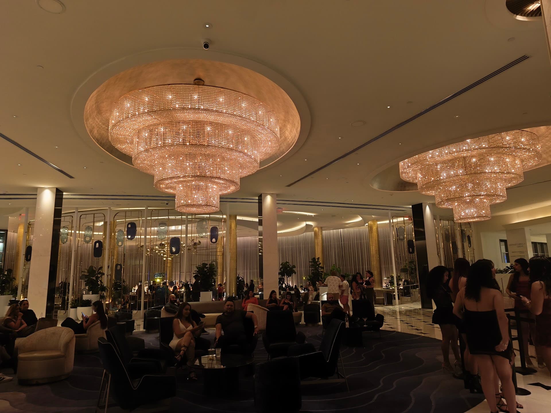 LIV Nightclub ambiance with elegant chandeliers in Miami Beach
